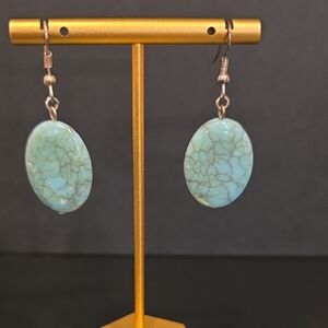 Turquoise Oval Stone Earrings